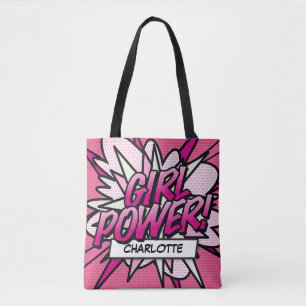 Persoonlijke GIRL POWER-stripboek Roze Draagtas