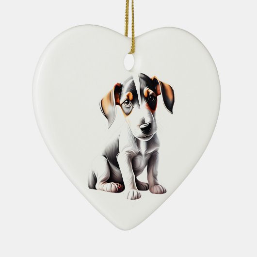 Persoonlijke Gladharige Foxterriër Puppy Keramisch Ornament (Rechts)