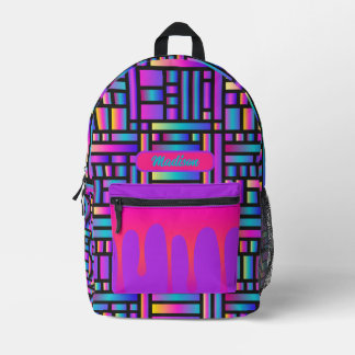 Persoonlijke Glow Regenboog Grid Drip Pocket Editi Bedrukte Rugzak
