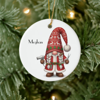 Persoonlijke Gnome Kerst Haarstylist Keramisch Ornament