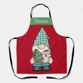 Persoonlijke Gnome Red Green-kerstfeestdag Schort (Voorkant)