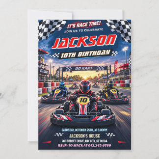Persoonlijke Go Kart Racen Verjaardagsuitnodiging Kaart