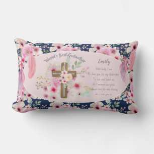 Persoonlijke GODMOEDER Gedicht Roze Bloemen Kussen