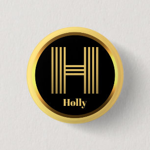 Persoonlijke Gold Monogrammed Letter H Ronde Button 3,2 Cm