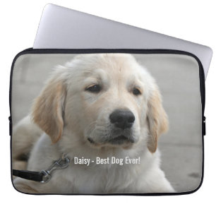 Persoonlijke Golden Retriever Dog Foto en naam Laptop Sleeve