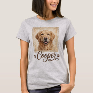 Persoonlijke Golden Retriever Hond Naam T-Shirt |