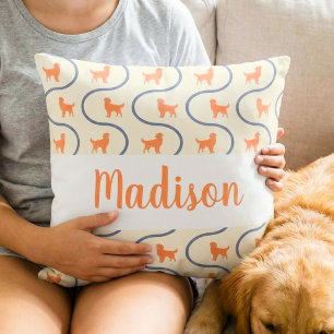 Persoonlijke Golden Retriever Naam Pastel Kussen