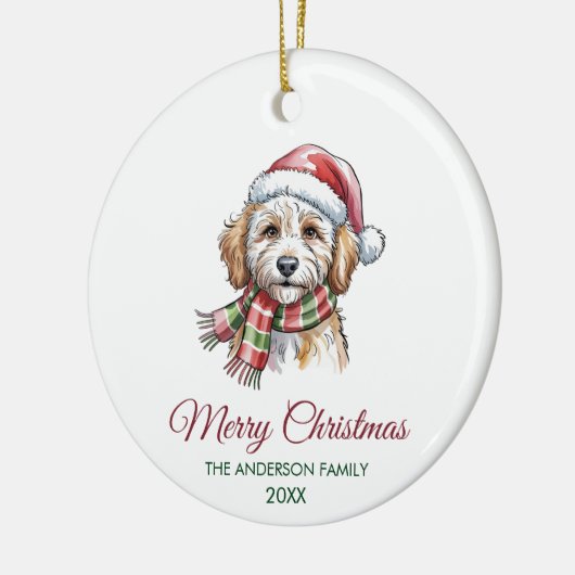 Persoonlijke Goldendoodle Hond Kerstman Hoed Kerst Keramisch Ornament (Links)