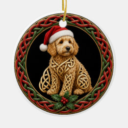 Persoonlijke Goldendoodle Keltische Knoop Kerstmis Keramisch Ornament