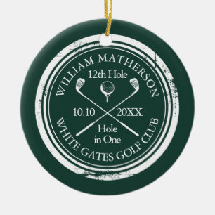 Persoonlijke Golf Hole in One Aandenken Smaragd Keramisch Ornament