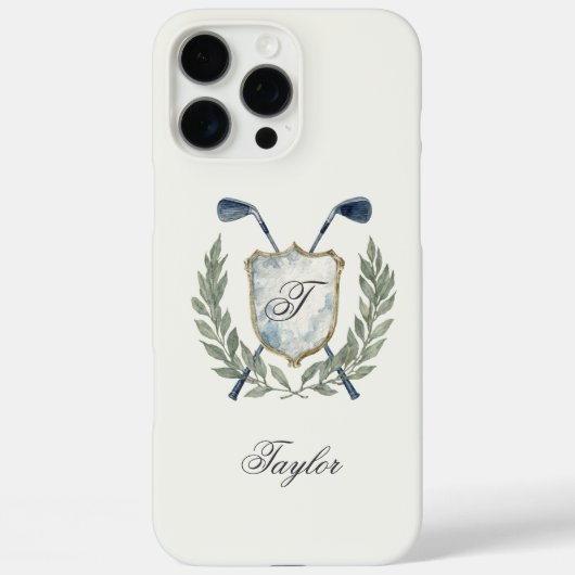 Persoonlijke Golf Monogram Crest Elegant Case-Mate iPhone Case (Achterkant)