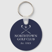 Persoonlijke Golfclubnaam Navyblauw Sleutelhanger (Voorkant)