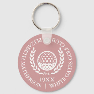 Persoonlijke Golfclubnaam Stof Roze Roze Sleutelhanger