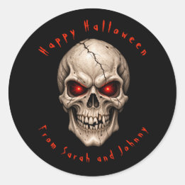 Persoonlijke gotische schedel Gelukkig Halloween Ronde Sticker