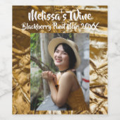 Persoonlijke Gouden Crinkle Folie Glans Foto Wijn Etiket (Enkel label)