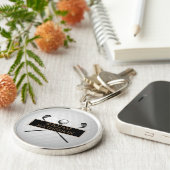 Persoonlijke Gouden en Zwarte Golfbal Klassieker Sleutelhanger (Zijkant)