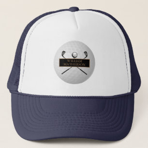 Persoonlijke gouden en zwarte golfbal trucker pet
