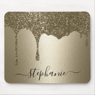 Persoonlijke Gouden Glitter Drip Muismat