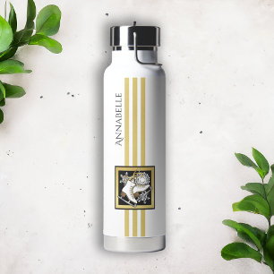 Persoonlijke Gouden Glitter Zwart Witte Schaatsen Waterfles