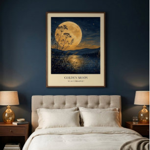 Persoonlijke Gouden Maanreflectie Kunstposter Poster