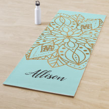 Persoonlijke Gouden Natuur Mandala Turquoise Blauw