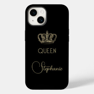 Persoonlijke gouden Royalty-koningin op zwart Case-Mate iPhone 14 Hoesje