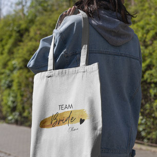 Persoonlijke Gouden & Zwarte Moderne Chic Bruids T Tote Bag