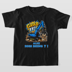Persoonlijke Grab It Blauwe Graafmachine T-shirt