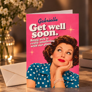 Persoonlijke Grappige Beterschap   Retro Vintage  Kaart