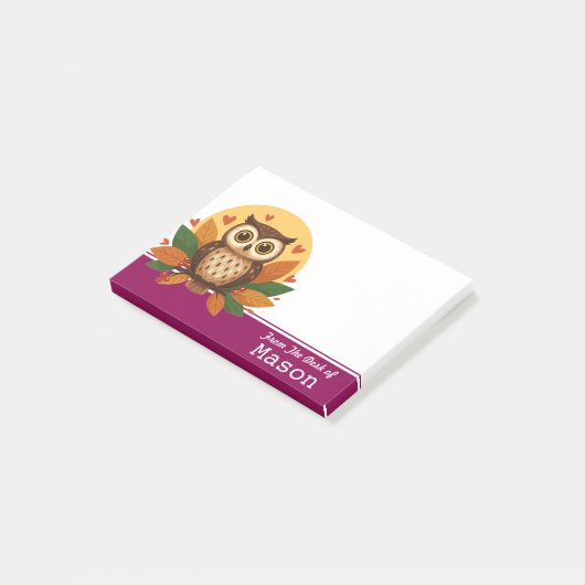Persoonlijke Grappige Bruine Uil Post-it® Notes (Schuin)