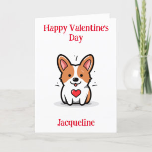 Persoonlijke Grappige Corgi Valentijnkaart Feestdagen Kaart