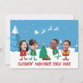 Persoonlijke Grappige Gezichtsfoto Kerstelf Feestdagenkaart (Voorkant)