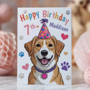 Persoonlijke Grappige Hond 7e Verjaardagskaart voo Kaart