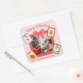 Persoonlijke Grappige Kerst Foto Collage Vierkante Sticker (Envelop)