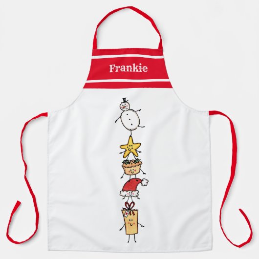 Persoonlijke Grappige Kerstkarakters Schort (Voorkant)