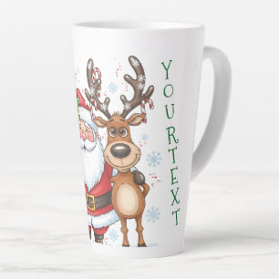 Persoonlijke Grappige Kerstman en Rendier Kerstmis Latte Mok