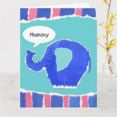 Persoonlijke Grappige Olifant Moederdag Kaart (Gele Bloem)