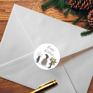 Persoonlijke Grappige Pinguïns Kerstmis Ronde Sticker