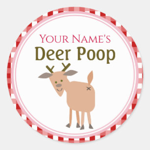 Persoonlijke Grappige Rendierpoep Kerstcadeau Ronde Sticker