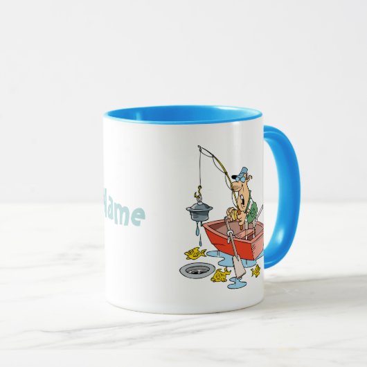 Persoonlijke Grappige Visvangst Cartoon Mok (Voorkant rechts)