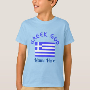Persoonlijke Griekse God Vlag Jongens Erfgoed T-shirt