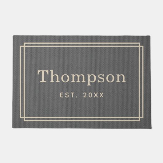 Persoonlijke grijze beige familie Achternaam Monog Deurmat (Voorkant)