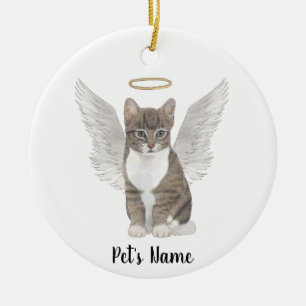 Persoonlijke grijze tablet Cat Sympathie Memorial Keramisch Ornament