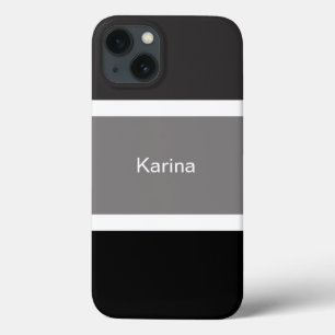 Persoonlijke Grijze Zwarte En Witte Strepen Stijlv iPhone 13 Hoesje