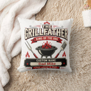 Persoonlijke Grillfather BBQ Vader naam Cadeau Kussen