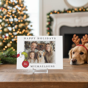 Persoonlijke Grinch met Sieraad Foto Ornament Feestdagenkaart