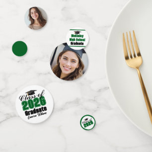 Persoonlijke groene afstudeerfoto van de klas van  confetti