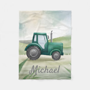 Persoonlijke Groene Aquarel Tractor Fleece Deken
