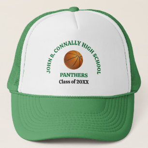 Persoonlijke groene basketbalspeler op de middelba trucker pet