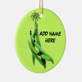 Persoonlijke Groene Bean-Cartoon Keramisch Ornament (Rechts)